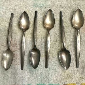 Vintage Wm Rogers Set 6 Silver Grapefruit Spoons